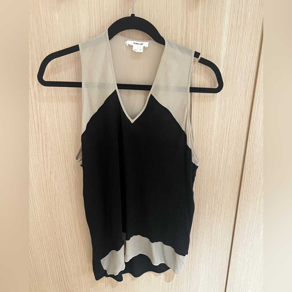 Helmut Lang Black and Cream Tank Top